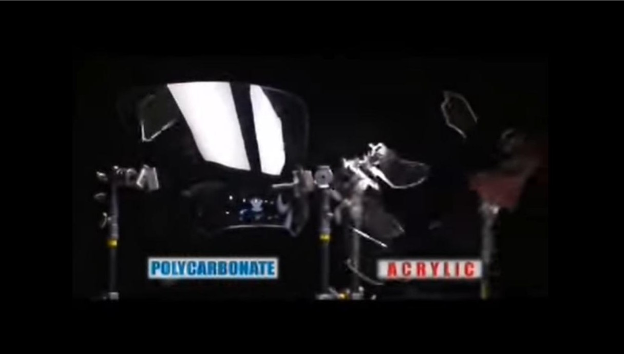 Polycarb and Acrylic Motorcycle Windshields in Video Screengrab