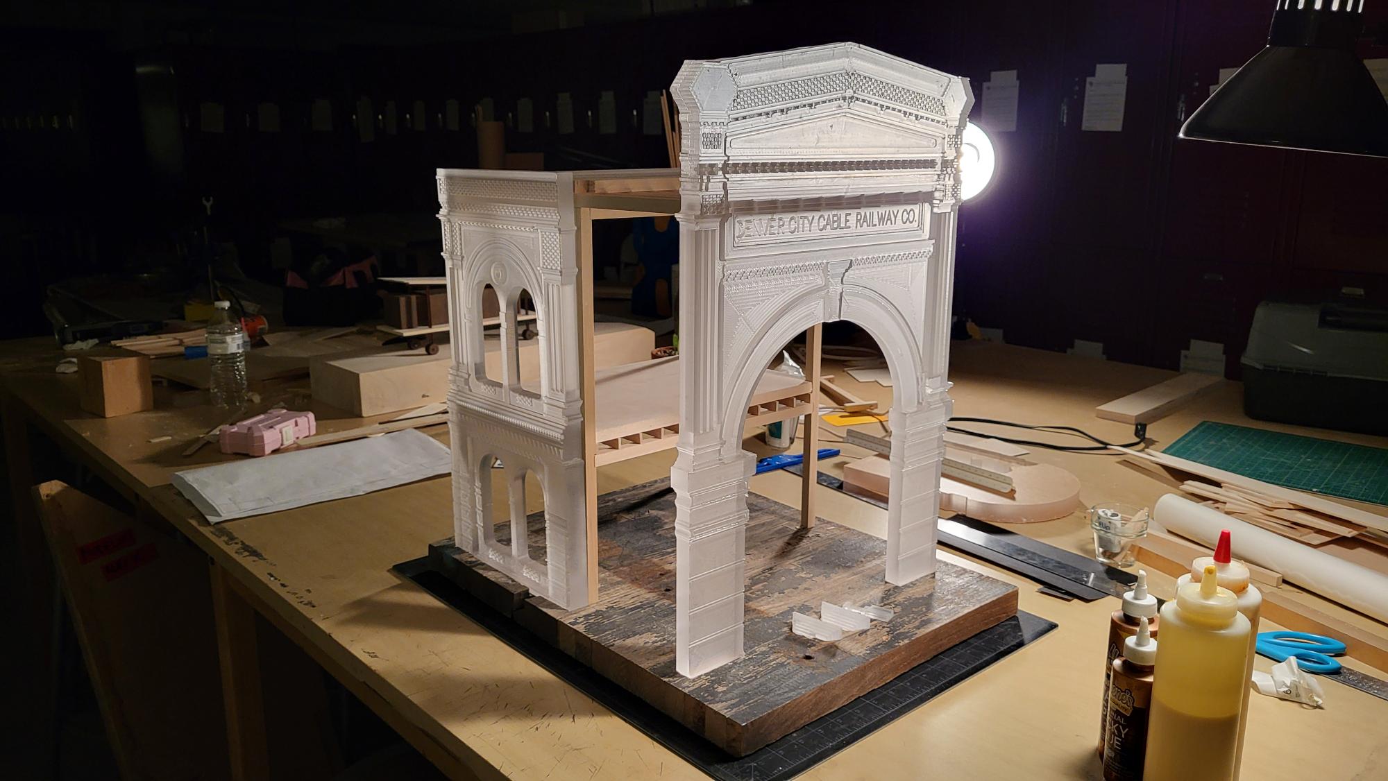 Machine Engraved Acrylic Architectural Model of Denver City Railway Company Building